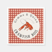 Rode Gingham Rivierkreeften Koken Zeevruchten Fees Servet (Voorkant)