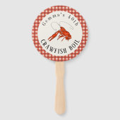 Rode Gingham Rivierkreeften Kookfeest Zeevruchtenf Handwaaier (Voorkant)