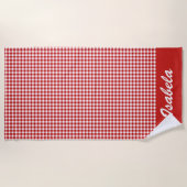 Rode Gingham Strandlaken (Voorkant)