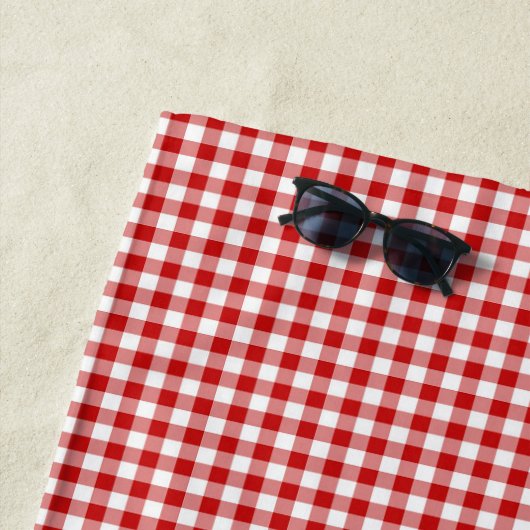 Rode Gingham Strandlaken (In situ)