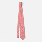 Rode Gingham Strepen met Rode Tijgerkop Stropdas (Achterkant)