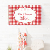 Rode Gingham Strik Baby-Q BBQ Baby Shower Spandoek (Insitu)