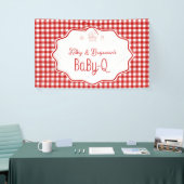 Rode Gingham Strik Baby-Q BBQ Baby Shower Spandoek (Beurs)