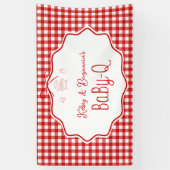 Rode Gingham Strik Baby-Q BBQ Baby Shower Spandoek (Verticaal)
