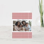  rode gingham vakantiefoto feestdagen kaart (Voorkant)