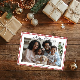 rode gingham vakantiefoto feestdagenkaart