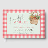Rode Gingham Vers Fris van de Markt Bruidsfeest Gastenboek (Voorkant)