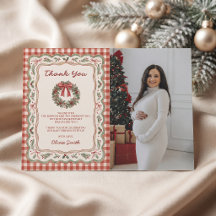 Rode Gingham Vintage Kerst Baby Shower