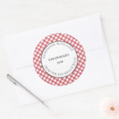 Rode gingham voedsel- en potetiketten voor zelfgem ronde sticker (Envelop)