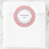 Rode gingham voedsel- en potetiketten voor zelfgem ronde sticker (Tas)
