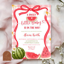 Rode Gingham Watermeloen Strik Zomer Baby Shower U