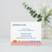 Rode gingham zomer barbeque kaart (Staand voorkant)