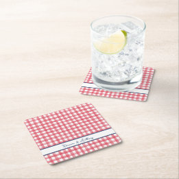 Rode Gingham Zomer, Geruite 4 Juli Kartonnen Onderzetters