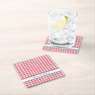 Rode Gingham Zomer, Geruite 4 Juli Kartonnen Onderzetters