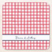 Rode Gingham Zomer, Geruite 4 Juli Kartonnen Onderzetters (Voorkant)