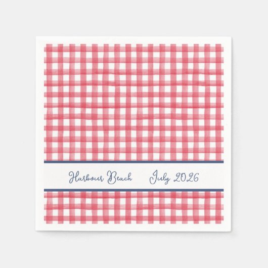 Rode Gingham Zomer, Geruite 4 Juli Servet (Voorkant)
