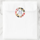 Rode Gingham Zonnebloem Bedankt Ronde Sticker (Tas)