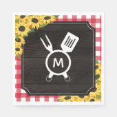 Rode Gingham & Zonnebloemen Rustieke Gegraveerde B Servet (Voorkant)