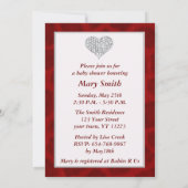 Rode Giraffe Diamond Heart Baby shower Uitnodiging (Achterkant)