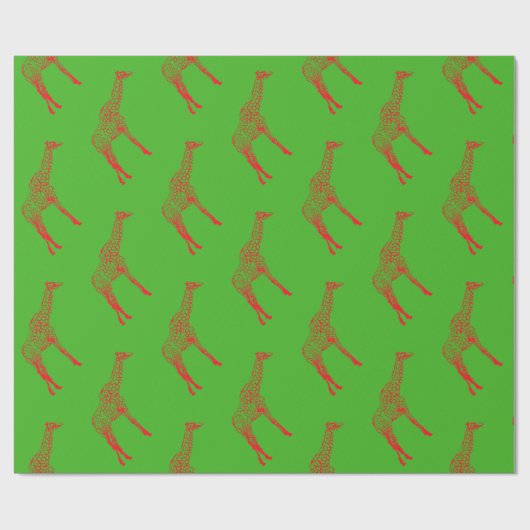 Rode Giraffe Stencil Cadeaupapier (Vlak)