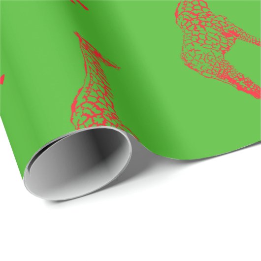 Rode Giraffe Stencil Cadeaupapier (Rol Hoek)