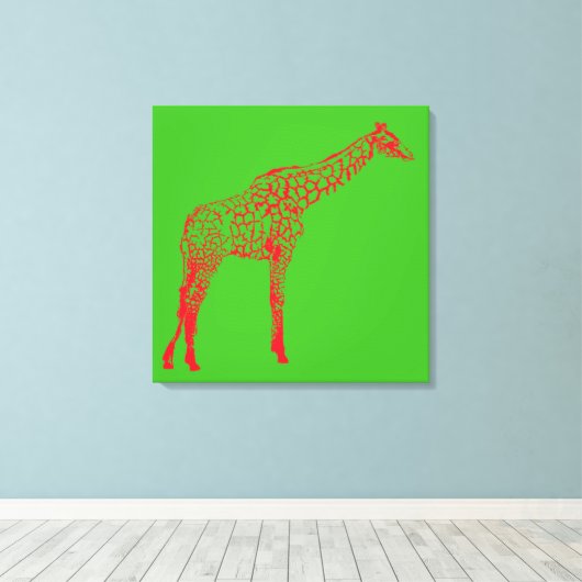 Rode Giraffe Stencil Canvas Afdruk (Insitu (Houten vloer))