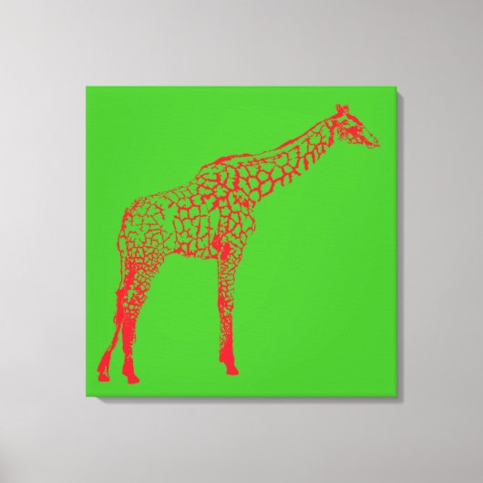 Rode Giraffe Stencil Canvas Afdruk (Voorkant)