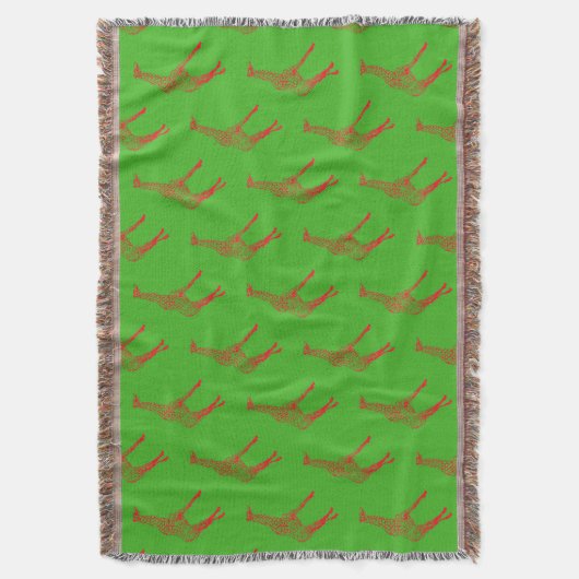 Rode Giraffe Stencil Deken (Voorkant Verticaal)