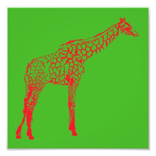Rode Giraffe Stencil Foto Afdruk (Voorkant)