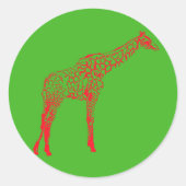 Rode Giraffe Stencil Ronde Sticker (Voorkant)