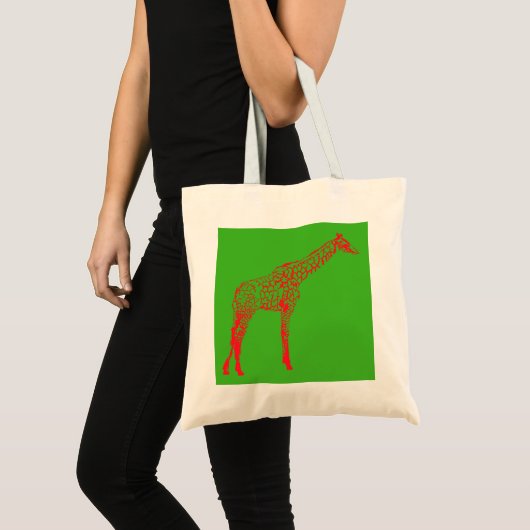 Rode Giraffe Stencil Tote Bag (Voorkant (product))