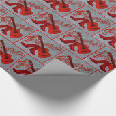 Rode Gitaar Cowboy Boots Muziek Faux Glitter Zilve Cadeaupapier (Hoek)