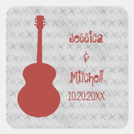 Rode gitaar Grunge Wedding Stickers (Voorkant)