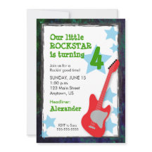 Rode Gitaar Jongen Rockstar Verjaardag