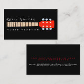 Rode gitaar nek op zwarte muziek leraar visitekaartje (Voorkant / Achterkant)