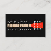 Rode gitaar nek op zwarte muziek leraar visitekaartje (Voorkant)