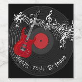 Rode Gitaar Rock Muziek Album Verjaardag Wijn Etiket (Enkel label)