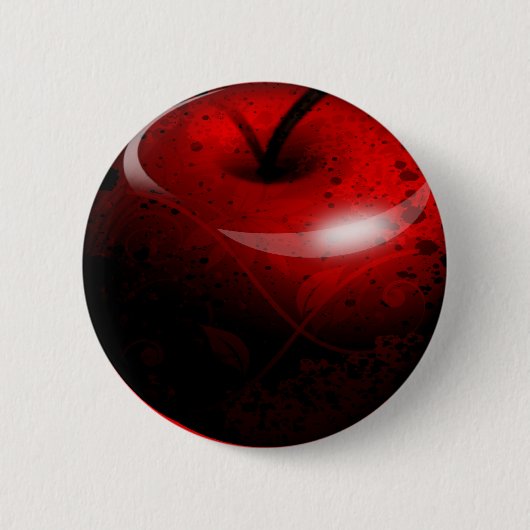 Rode gladde appel - verboden fruit ronde button 5,7 cm (Voorkant)