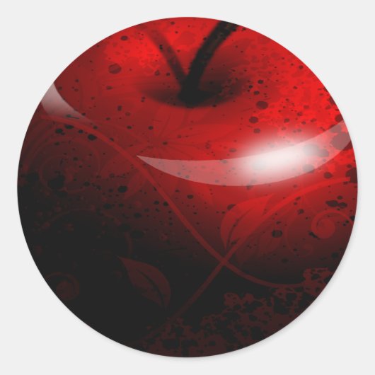Rode gladde appel - verboden fruit ronde sticker (Voorkant)