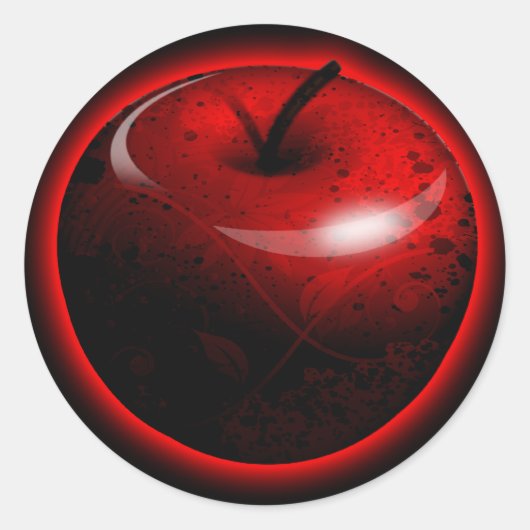 Rode gladde appel - verboden fruit ronde sticker (Voorkant)