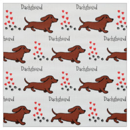 Rode gladde dachshund met zwenkende poten en hart stof