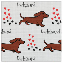 Rode gladde dachshund met zwenkende poten en hart stof