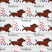 Rode gladde dachshund met zwenkende poten en hart stof (Delen)