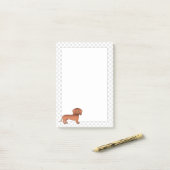 Rode gladharige dachshond Schattige cartoonhond &  Post-it® Notes (Op bureau)