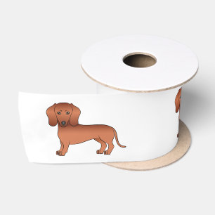 Rode gladharige dachshond Schattige cartoonhonden Satijnen Lint