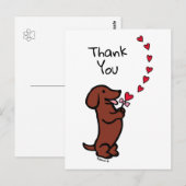 Rode gladharige Dachshund Hartjes Dank Je Briefkaart (Voorkant / Achterkant)