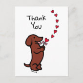Rode gladharige Dachshund Hartjes Dank Je Briefkaart (Voorkant)