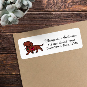Rode gladharige Dachshund Roos Etiket