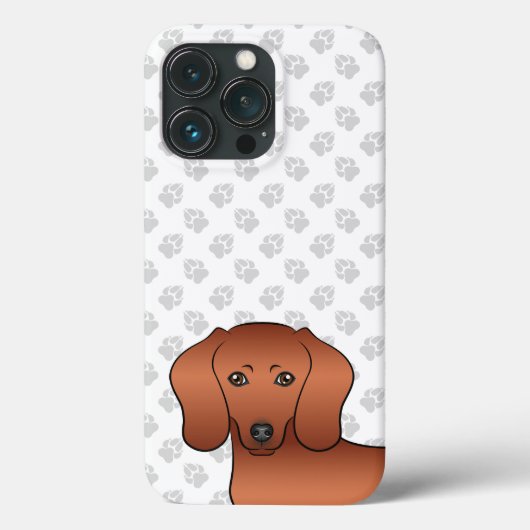 Rode gladharige Dachshund Schattige Cartoon Honden Case-Mate iPhone Case (Achterkant)