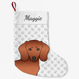 Rode gladharige Dachshund Schattige Cartoon Honden Kleine Kerstsok